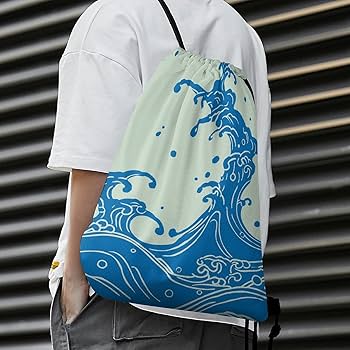Amazon.co.jp: Knapsack, Japanese Style, Sea Wave, Drawstring